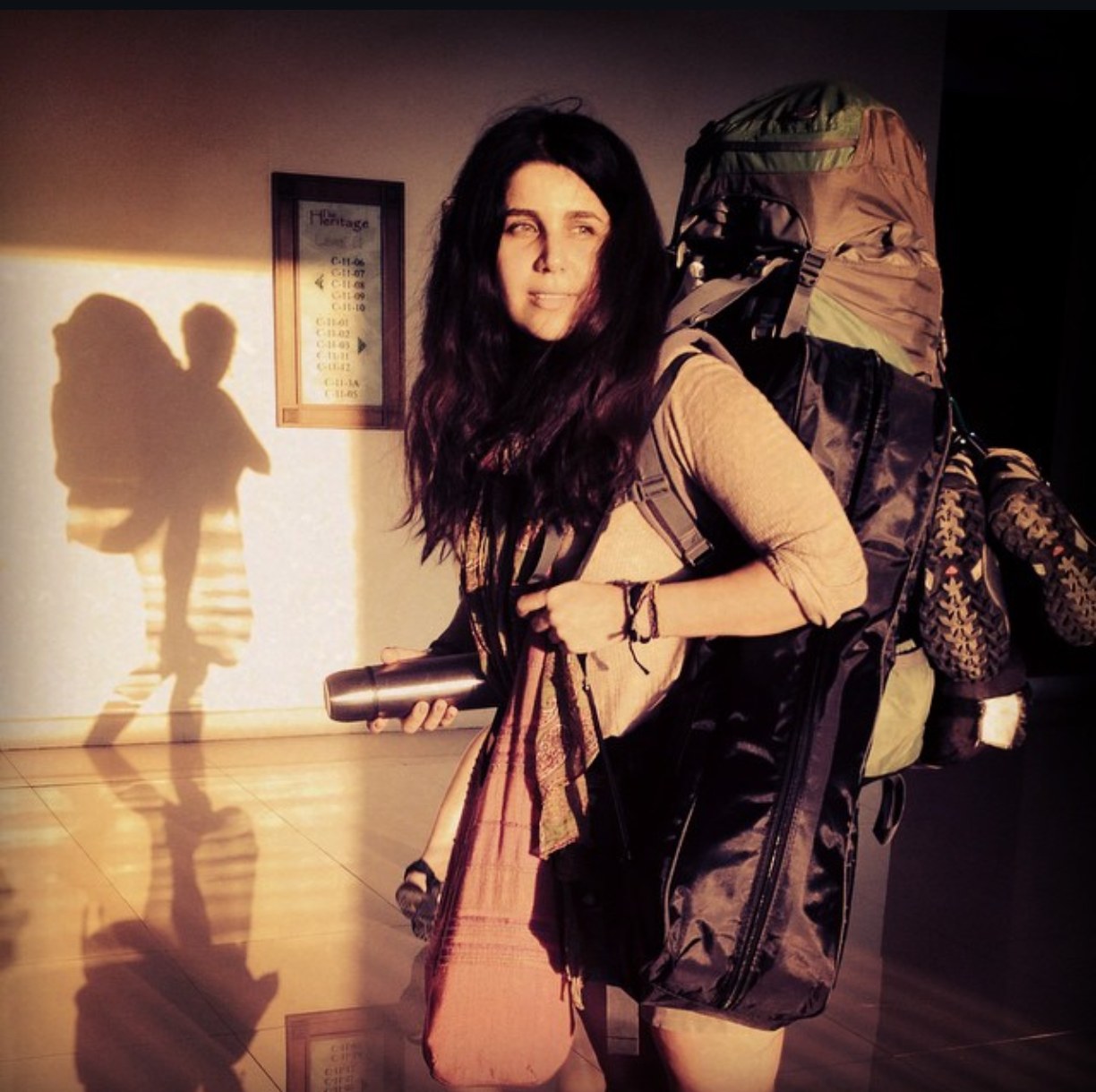 Anousheh with her backpack